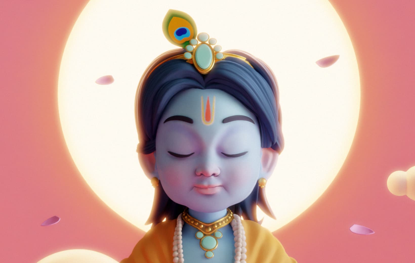 3D digital character render of Little Krishna